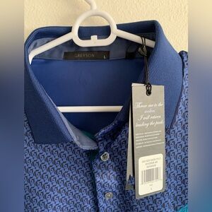 Greyson Blue G Allover Polo Golf Shirt Men’s size L NWT